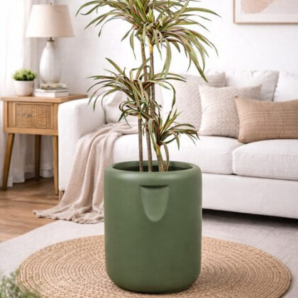 Cool Fiberglass Planter - Olive Green