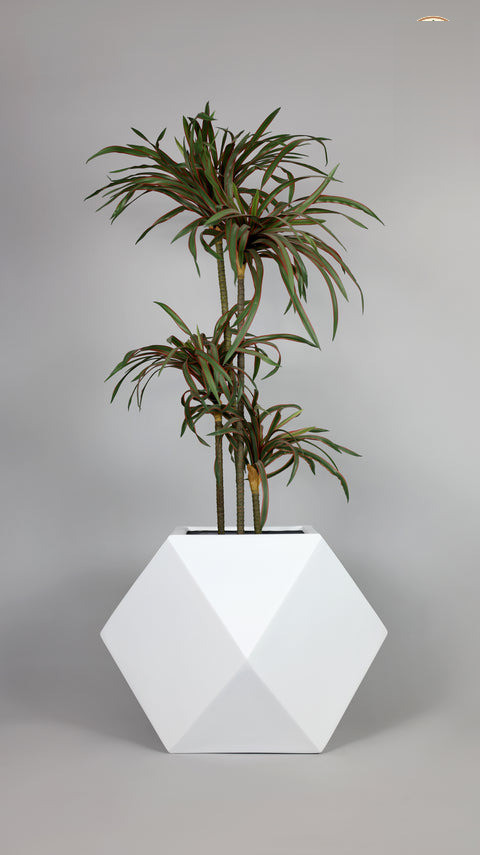 Diamond Fiberglass Planters – White - Nook & Nature