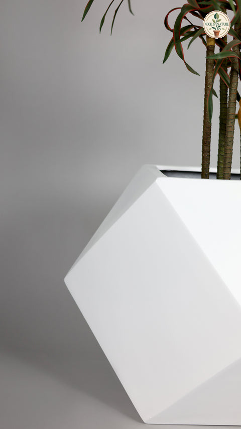 Diamond Fiberglass Planters – White - Nook & Nature