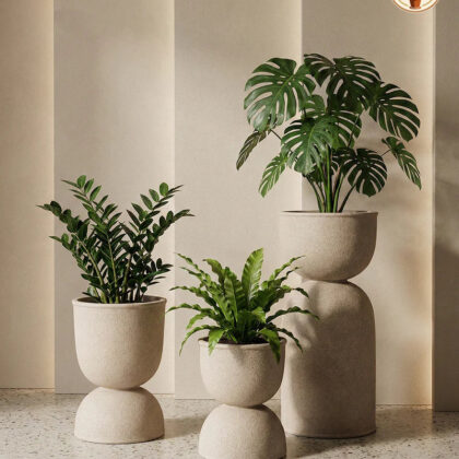Drum Fiberglass Planter - Rustic
