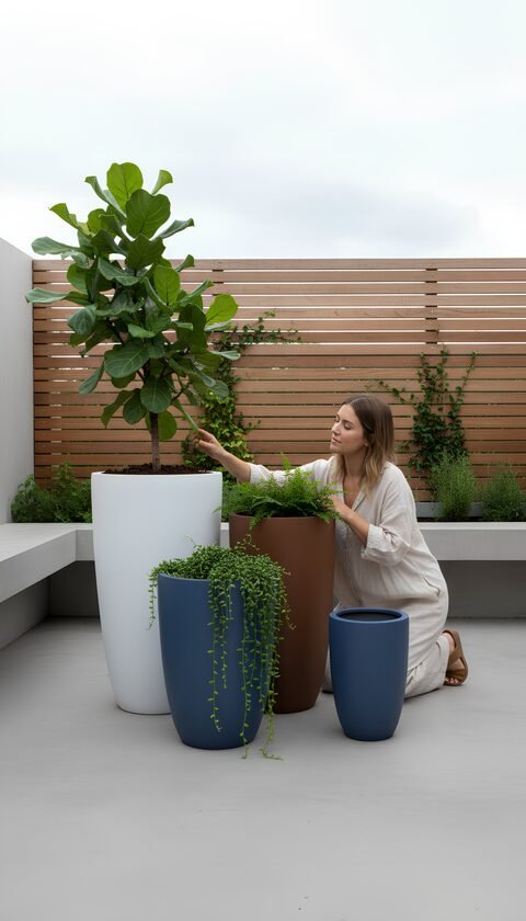 Tulip Fiberglass Planter – Rustic - Image 2