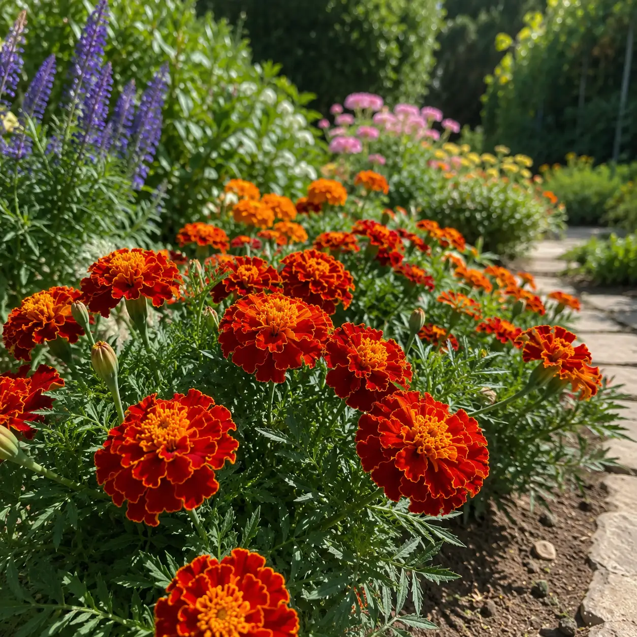 Marigold French - Red Brocade Flower - Image 3