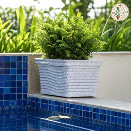 Florence Rectangle Planter Florence 60 Cream Stone Linear Low Density Polyethylene Lldpe Slim Rectangle Planter Stone Finish With Tray - Nook & Nature
