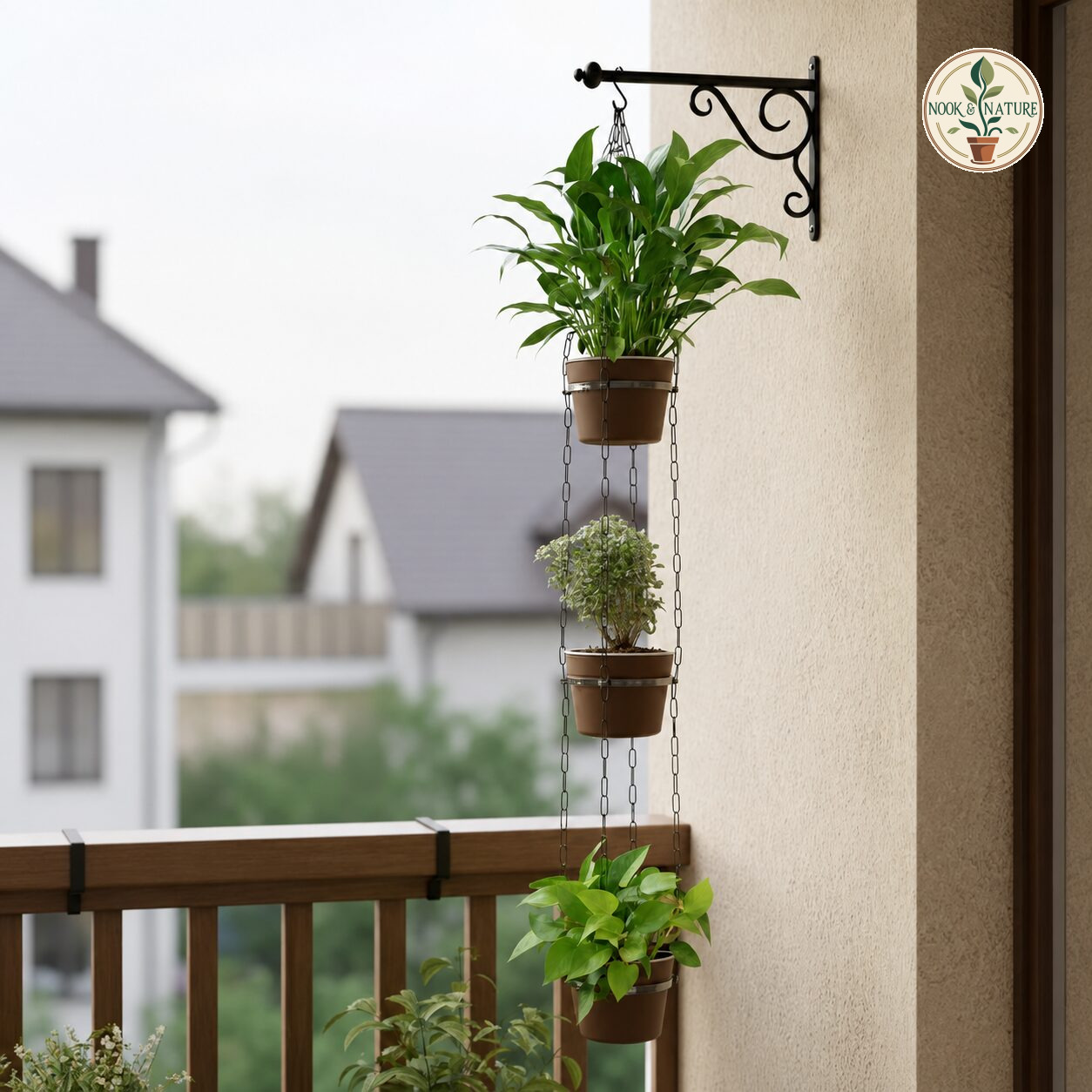 GARDENCIA Cube Self Watering Hanging Pot 6″ with chain - Nook & Nature