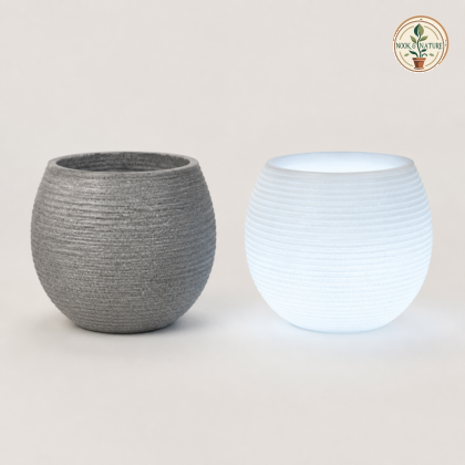 Globe Planter Assorted Stone Finish With Light - Nook & Nature