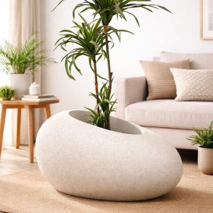 Patato - D Fiberglass Planter - Oyster White