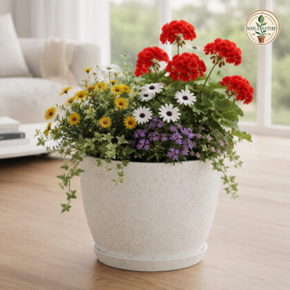 Iris Planter 20 Inch Grey Marble - Nook & Nature