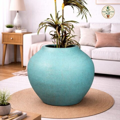 Mallow Fiberglass Planter Blue Patina Xs - Nook & Nature