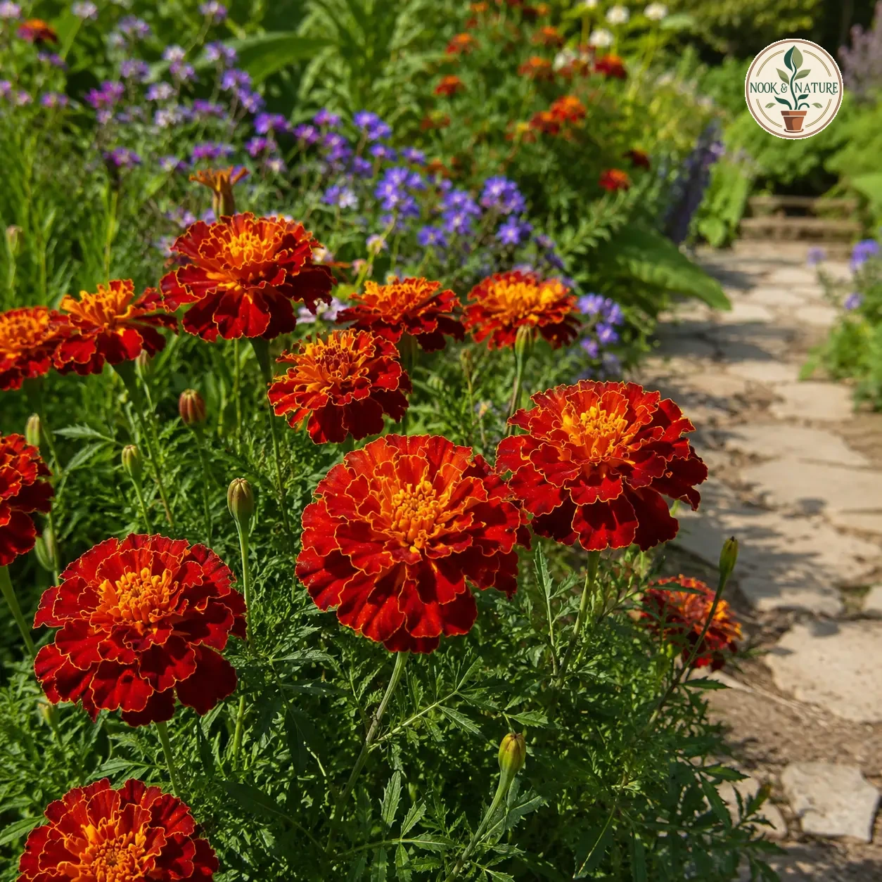 Marigold French – Red Brocade Flower - Nook & Nature