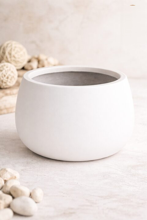 Olive Fiberglass Planters – White - Nook & Nature