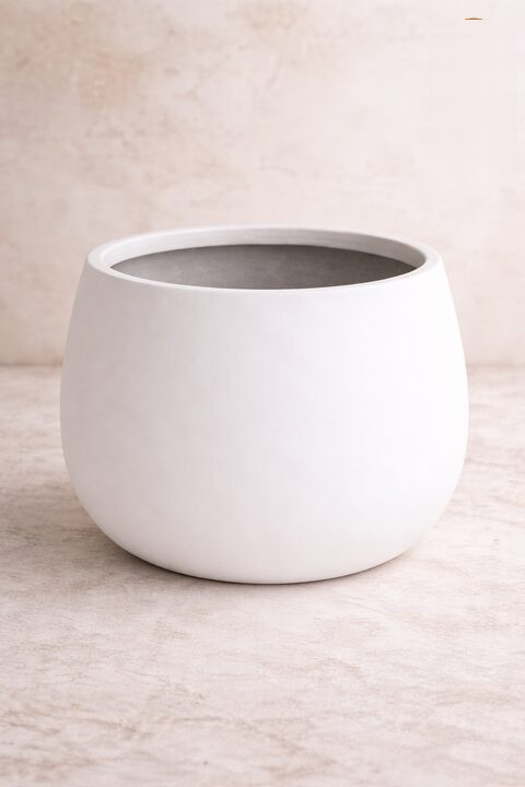 Olive Fiberglass Planters – White - Nook & Nature