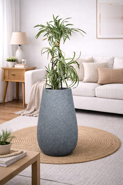 Omega-A Fiberglass Planter – Blue Grey - Nook & Nature