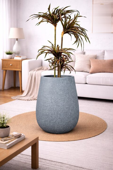 Omega-B Fiberglass Planter – Blue Grey - Nook & Nature