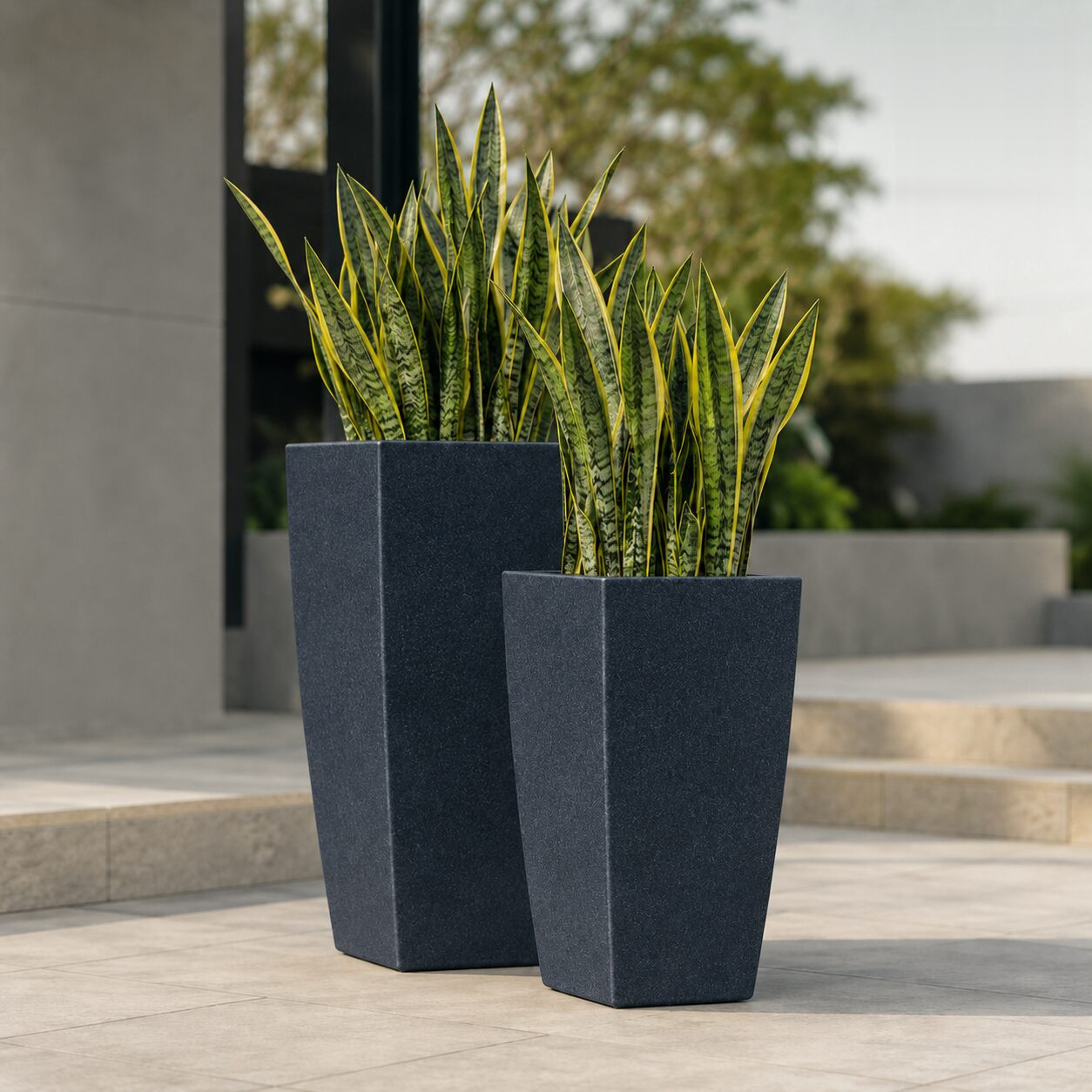 Paris New Finish Planter Paris Big Midnight Stone Linear Low Density Polyethylene Lldpe Tall Tapered Planter - Nook & Nature