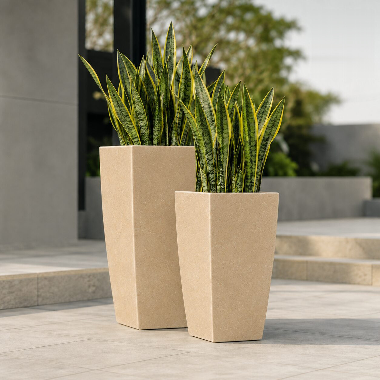Paris New Finish Planter Paris Big Cream Stone Linear Low Density Polyethylene Lldpe Tall Tapered Planter - Nook & Nature