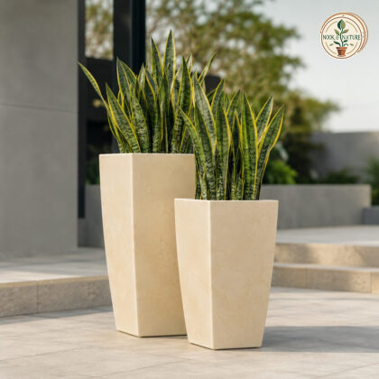 Paris New Finish Planter Paris Big Midnight Stone Linear Low Density Polyethylene Lldpe Tall Tapered Planter With Inner - Nook & Nature