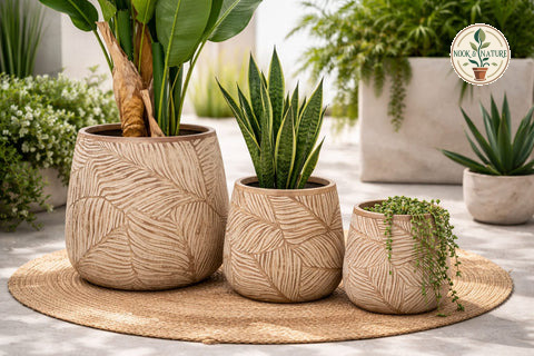 Peach Fiberglass Planters - Nook & Nature