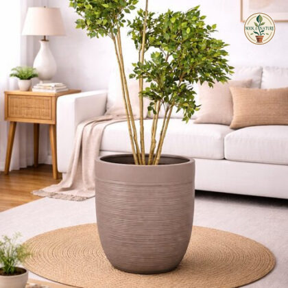 Pota Fiberglass Planters Grey Beige S - Nook & Nature