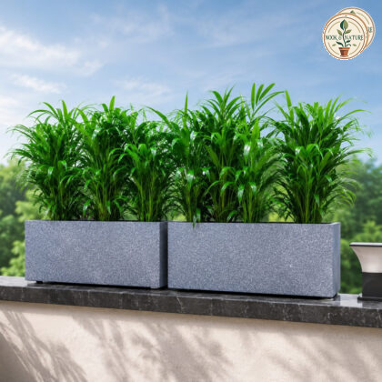 Quebec Rectangle Planter Quebec Rectangle 80 Sand Stone Linear Low Density Polyethylene Lldpe Rectangle Planter Plain - Nook & Nature