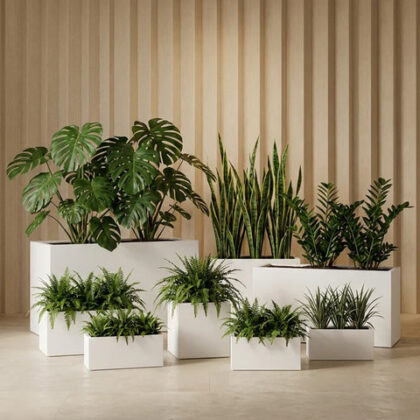 Rectangle Fiberglass Planter - Rustic