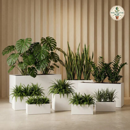 Rectangle Fiberglass Planter – Rustic - Nook & Nature