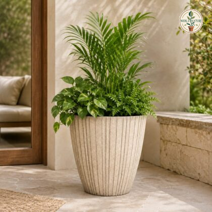 Rib Vertical Xl Planter Big Stone Finish Fibre Reinforced Plastic Frp - Nook & Nature