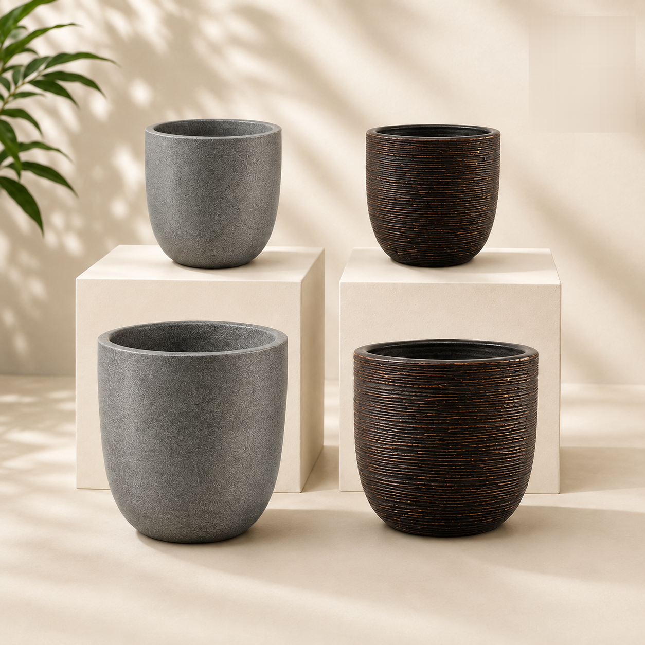 Ribu Planter No 2 18 In Dia X 18 In H Assorted Stone Finish Fancy - Nook & Nature