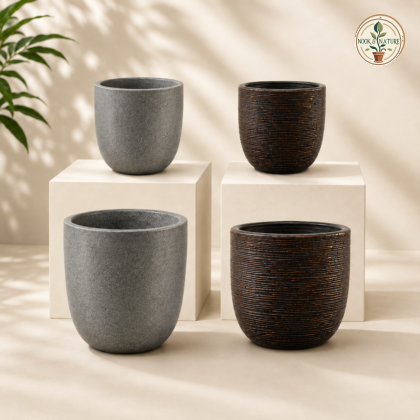 Ribu Planter No 2 18 In Dia X 18 In H Assorted Stone Finish Fancy - Nook & Nature