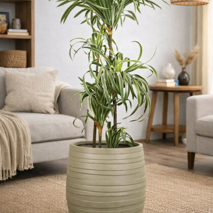 Cone Fiberglass Planters – Yellow Grey