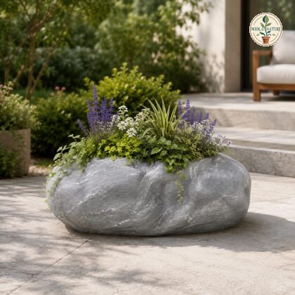Roka Planter Big Gray Marble Fibre Reinforced Plastic Frp - Nook & Nature