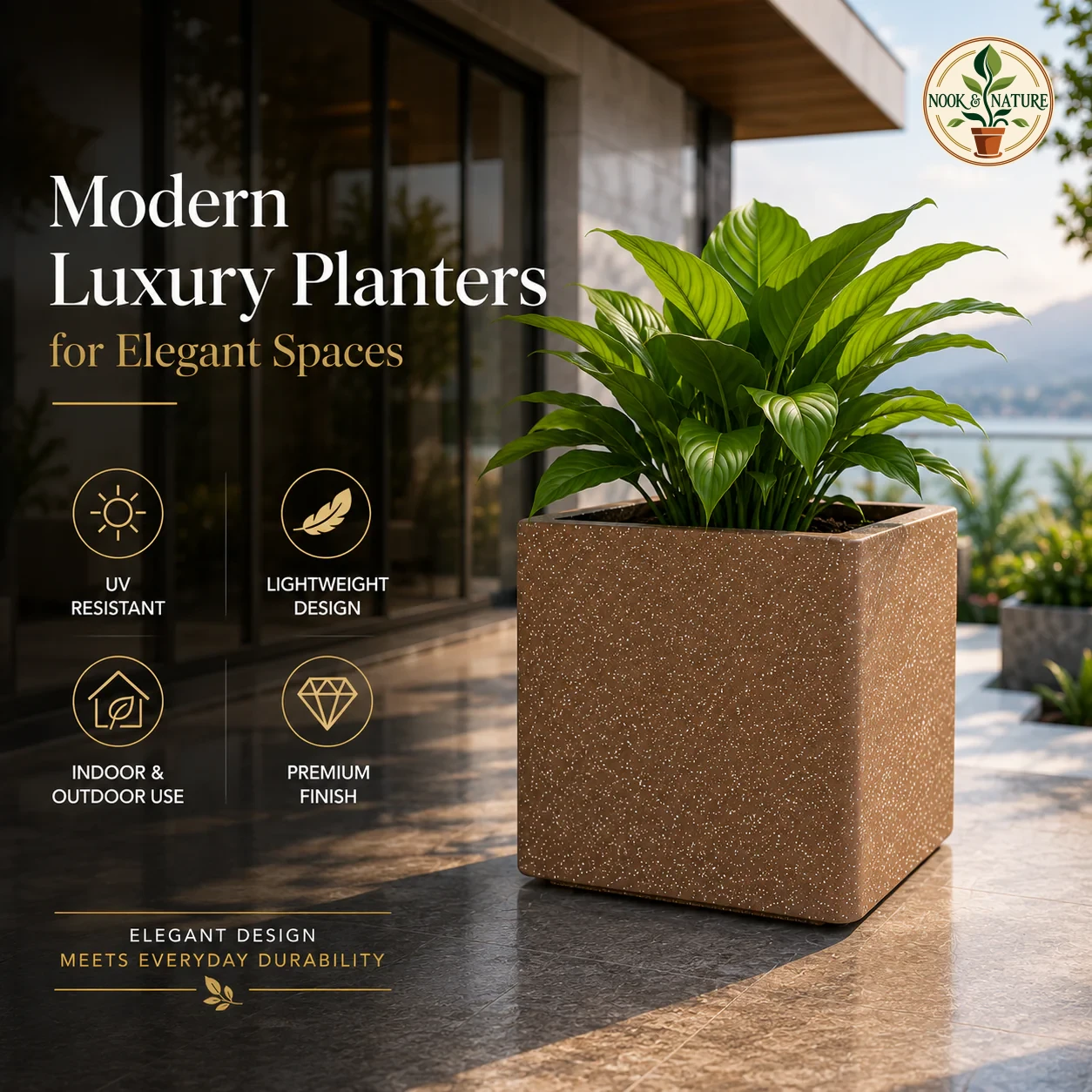 ROTO BOX – Square Planter with Dot Finish Colour - Nook & Nature