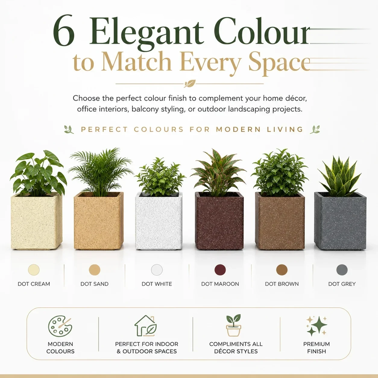 ROTO BOX – Square Planter with Dot Finish Colour - Nook & Nature