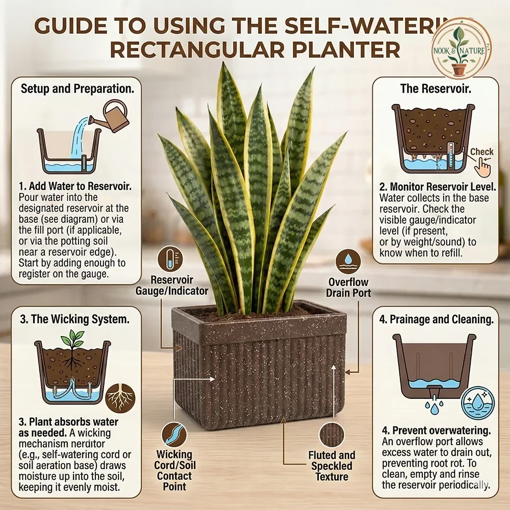 Roto Tiny 03 Self Watering Rectangular Planter Pot 11" - product image 4