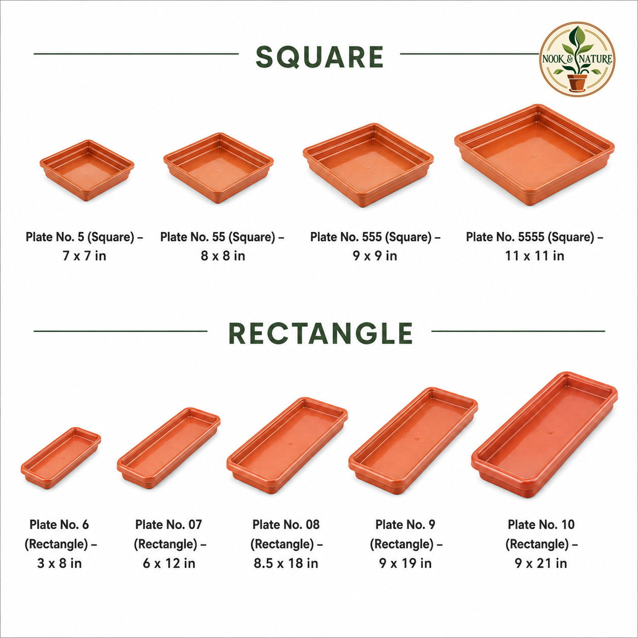 Square Planter Plate - Nook & Nature