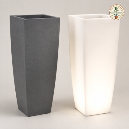 Tulip Square Planter No 4 16 X 16 X 34 In H Assorted Stone Finish With Light - Nook & Nature