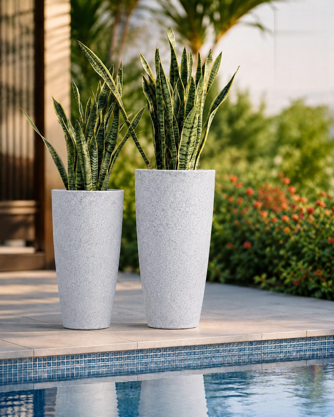 Venice New Finish Planter Venice Big Natural Stone Linear Low Density Polyethylene Lldpe Tall Tapered Planter - Nook & Nature