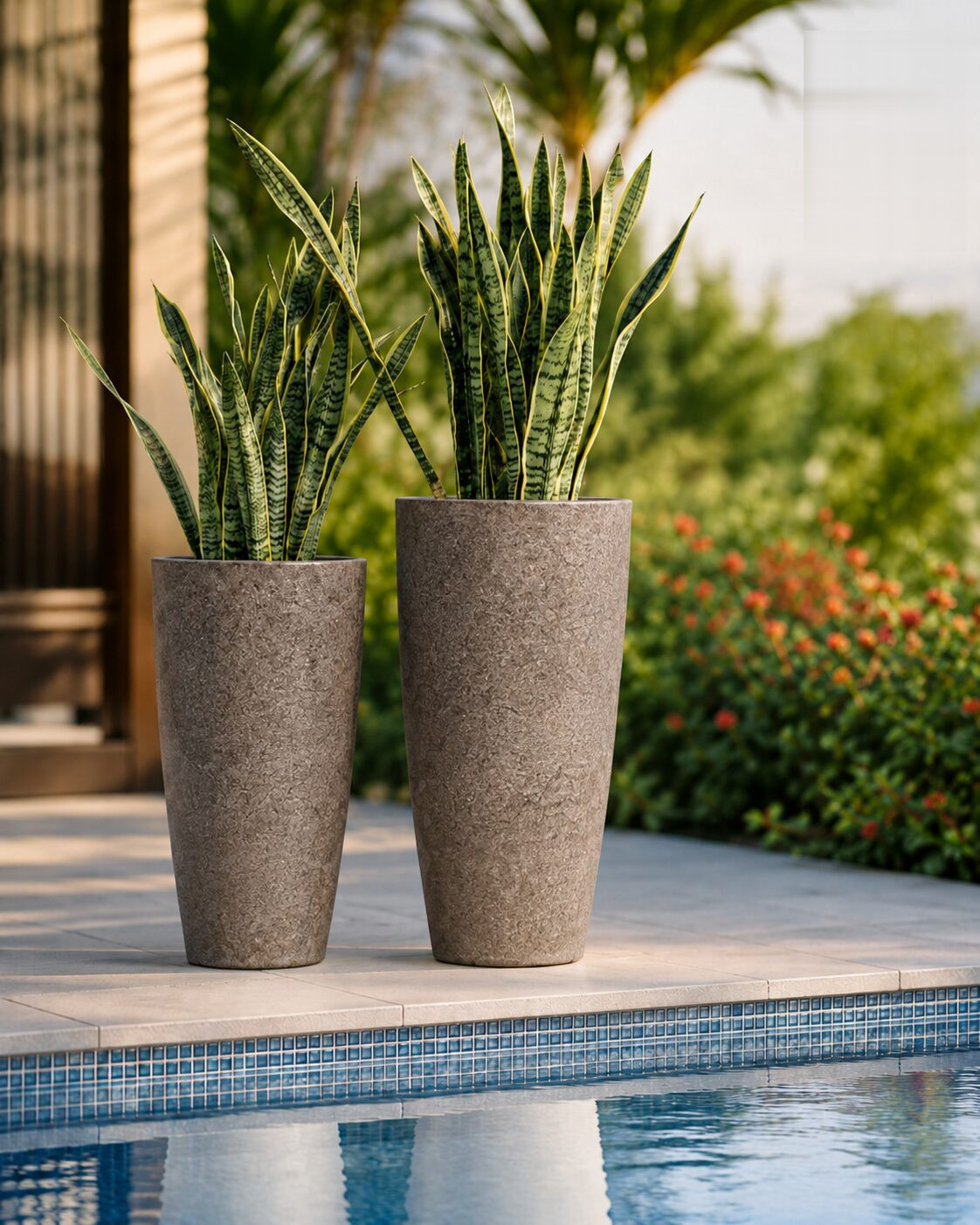 Venice New Finish Planter Venice Big Sand Stone Linear Low Density Polyethylene Lldpe Tall Tapered Planter - Nook & Nature