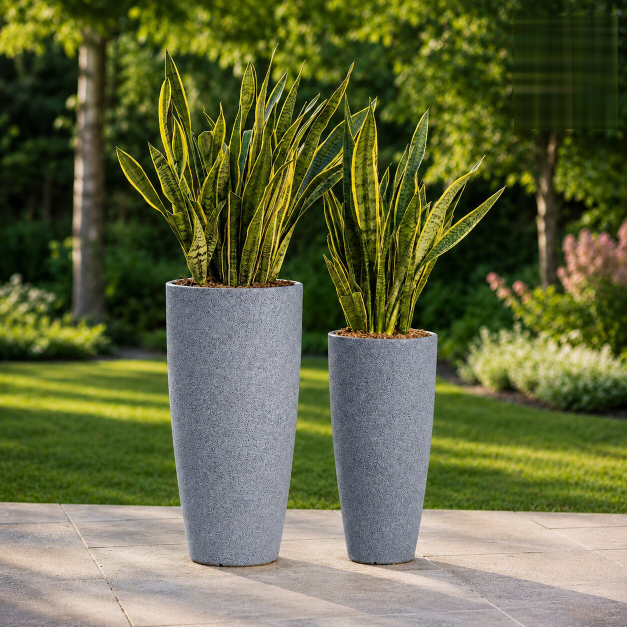Venice Stone Finish Planter Venice Big With Inner Gray Stone Linear Low Density Polyethylene Lldpe Tall Stone Finish Planter - Nook & Nature