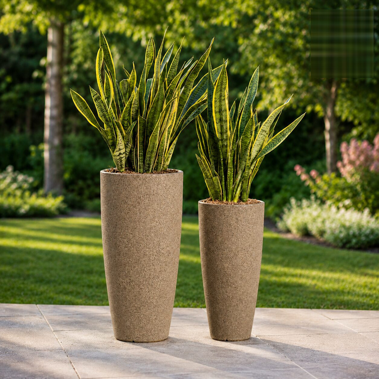 Venice Stone Finish Planter Venice Big With Inner Sand Stone Linear Low Density Polyethylene Lldpe Tall Stone Finish Planter - Nook & Nature