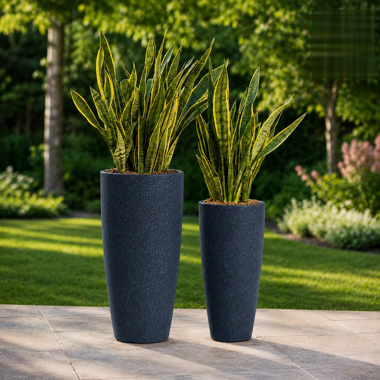 Venice Stone Finish Planter Venice Big With Inner Midnight Stone Linear Low Density Polyethylene Lldpe Tall Stone Finish Planter - Nook & Nature