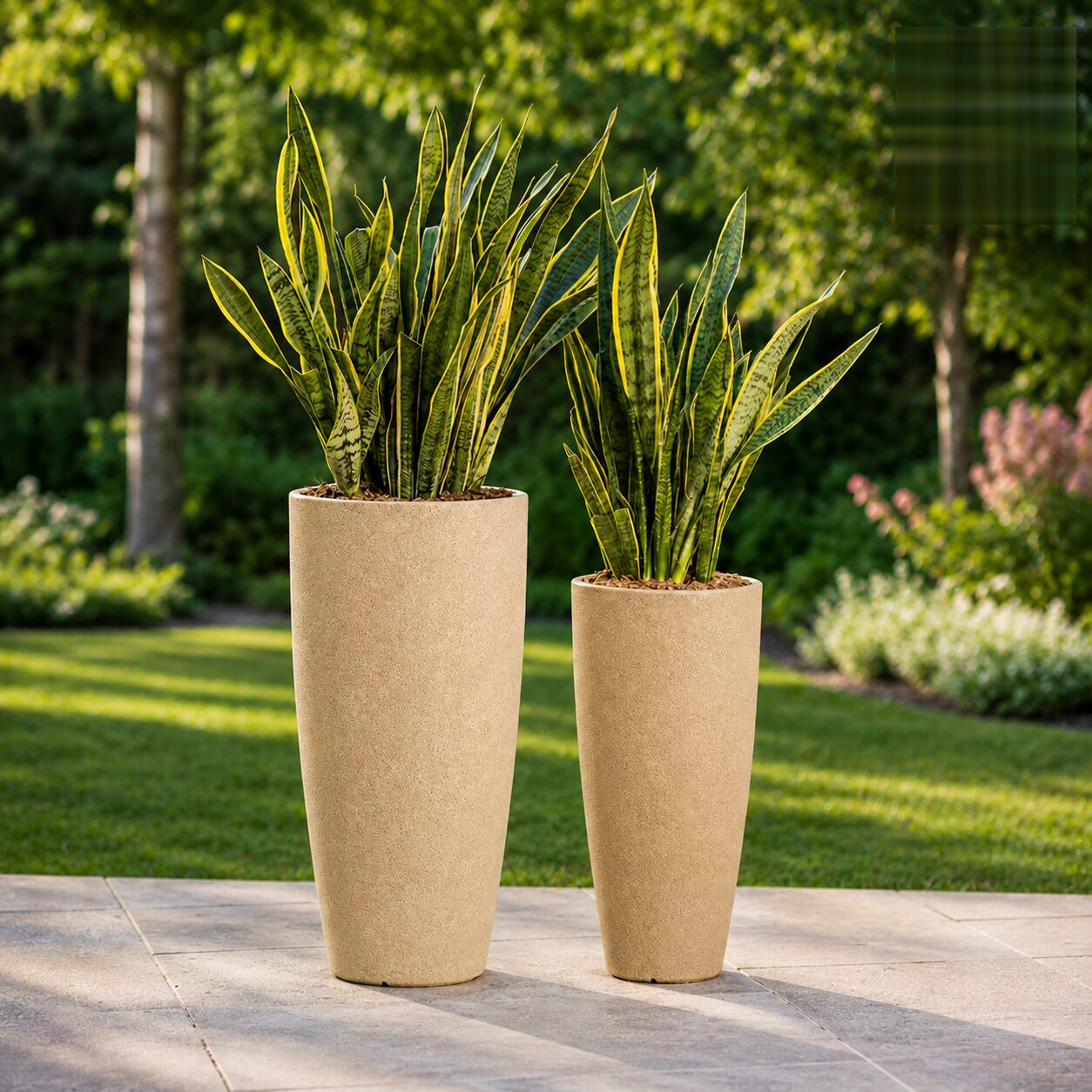 Venice Stone Finish Planter Venice Big With Inner Cream Stone Linear Low Density Polyethylene Lldpe Tall Stone Finish Planter - Nook & Nature
