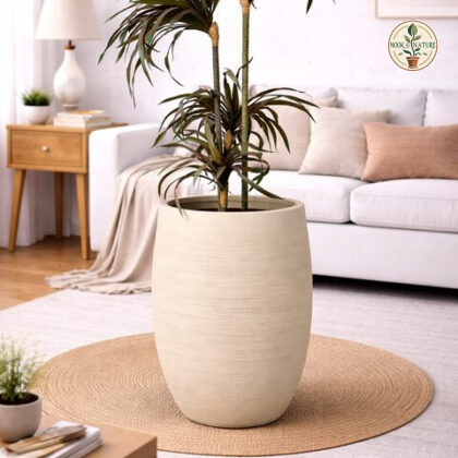 Violet Fiberglass Planter Beige S - Nook & Nature