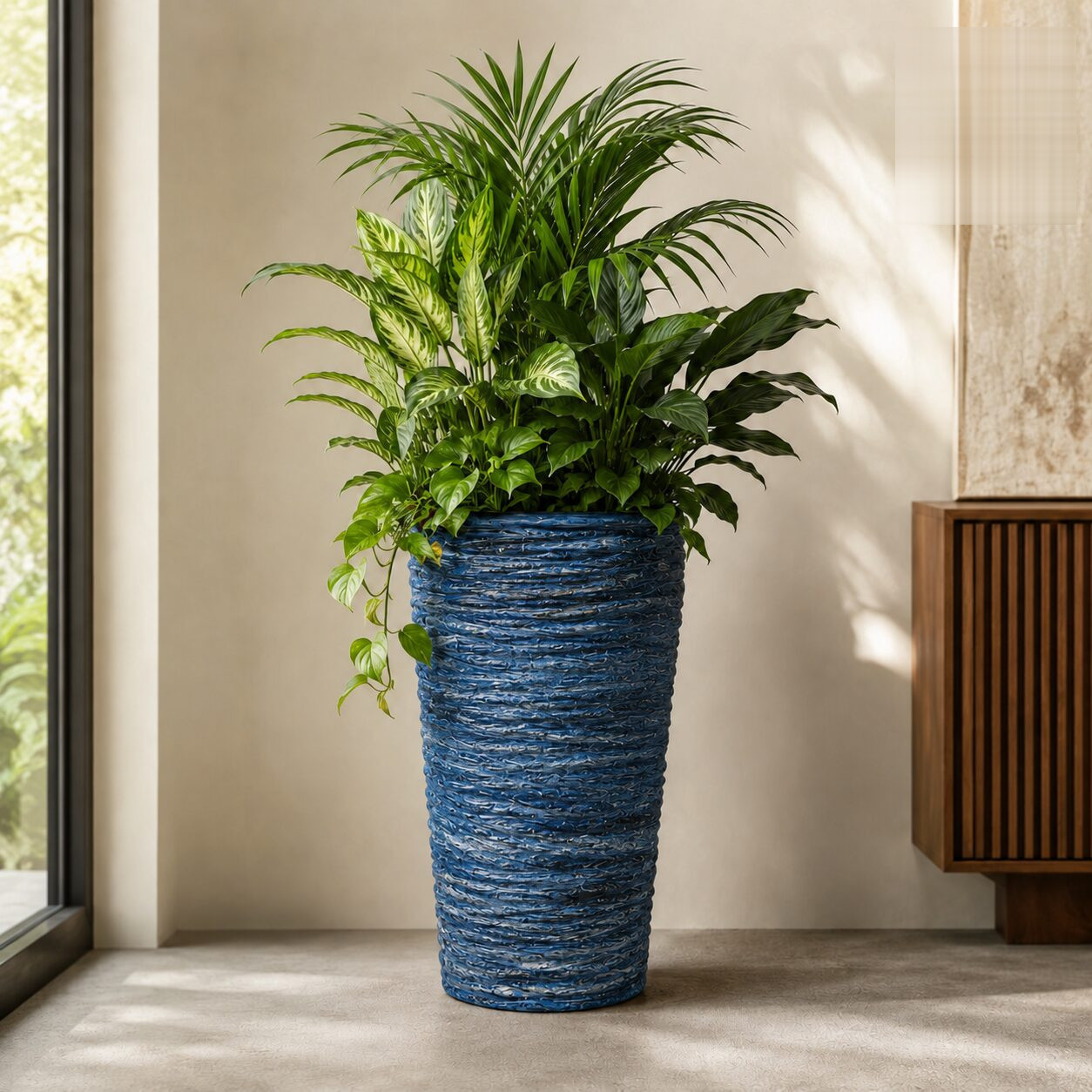 Wave Planter Xl Blue Marble - Nook & Nature