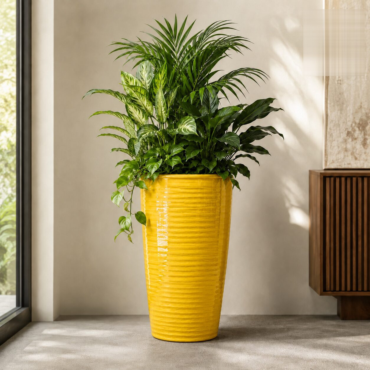 Wave Planter Xl Yellow Ceramic - Nook & Nature