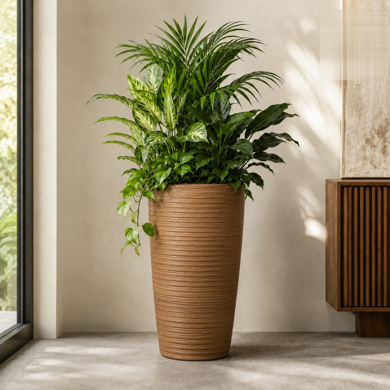 Wave Planter Xl Teak Wood Matt - Nook & Nature