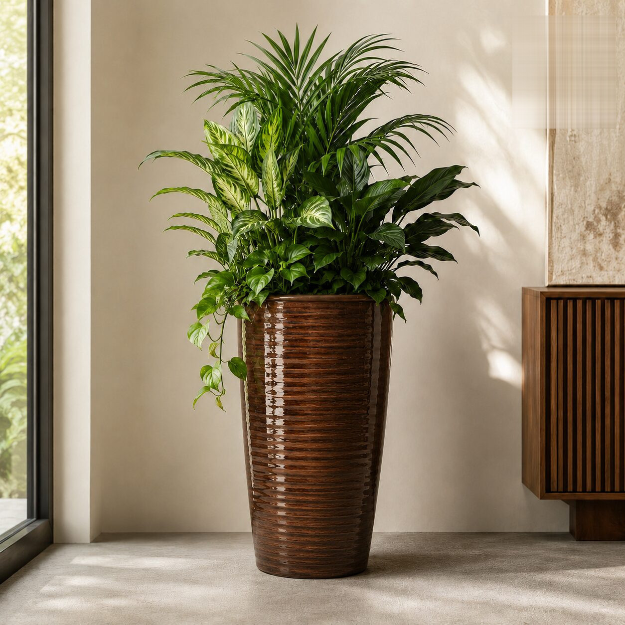 Wave Planter Xl Walnut Wood Gloss - Nook & Nature