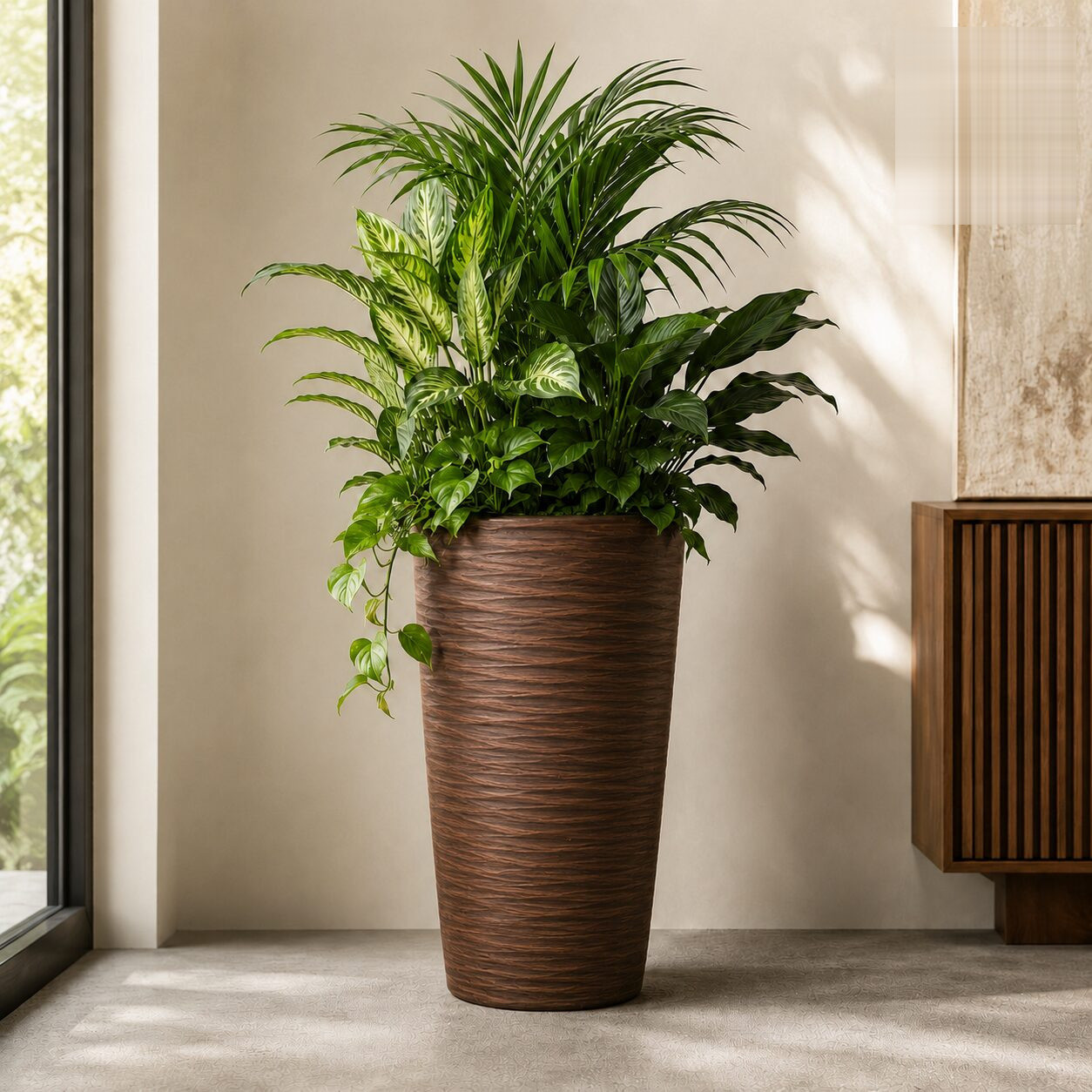 Wave Planter Xl Walnut Wood Matt - Nook & Nature