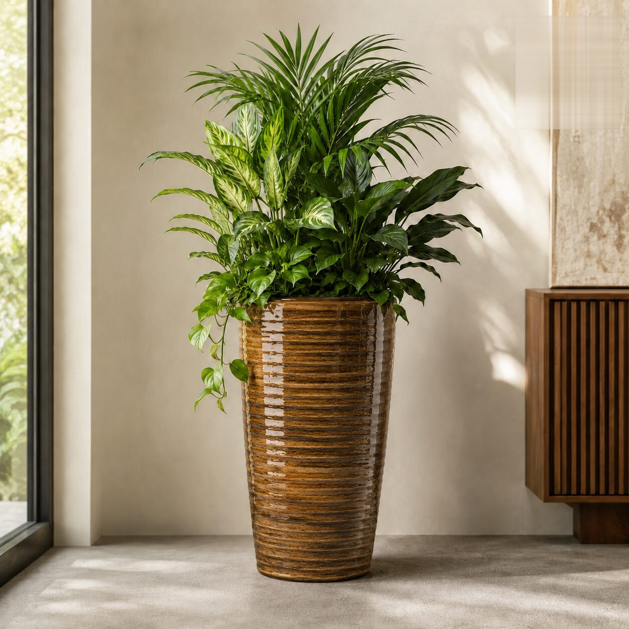 Wave Planter Xl Rustic Wood Gloss - Nook & Nature