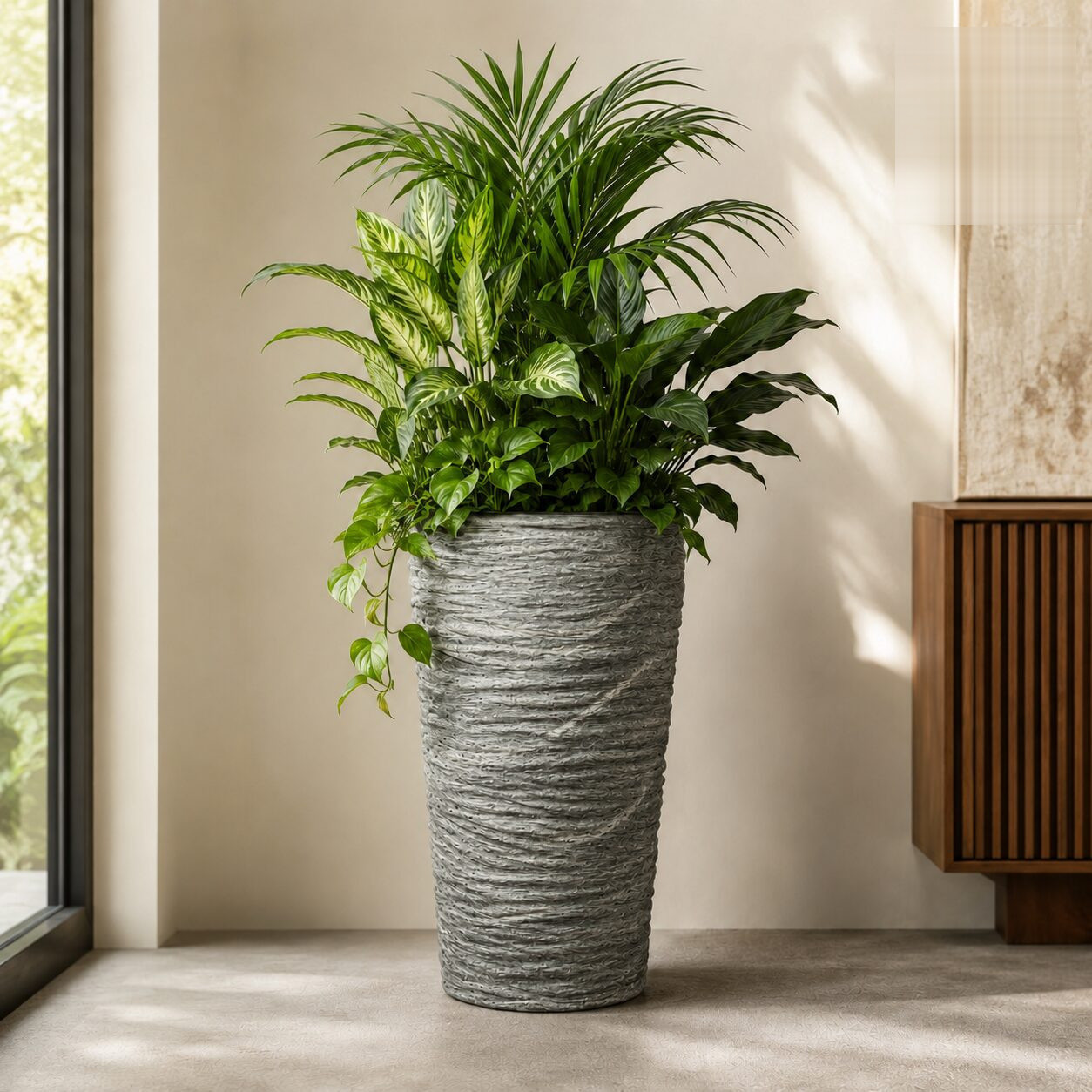 Wave Planter Xl Gray Marble - Nook & Nature