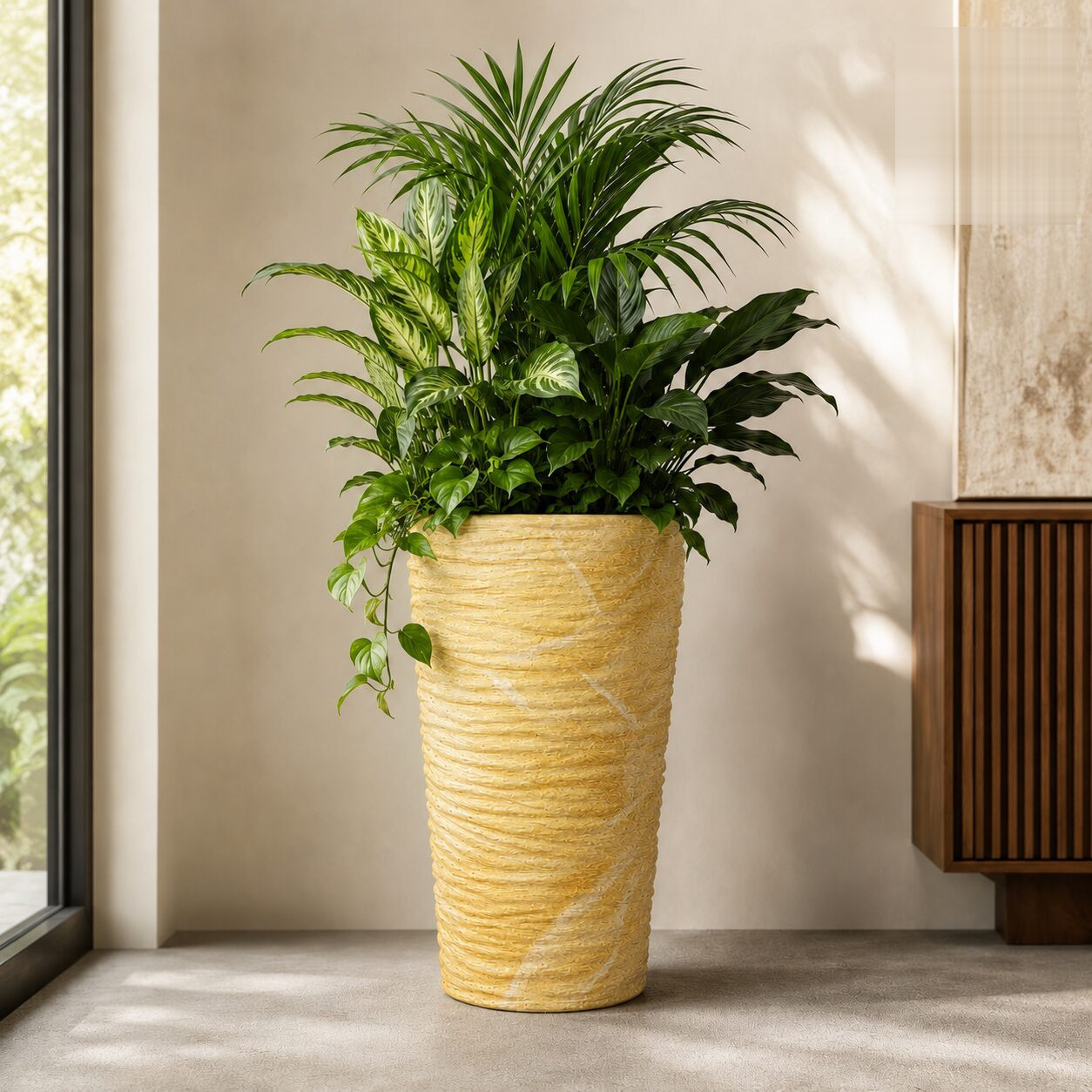 Wave Planter Xl Yellow Marble - Nook & Nature